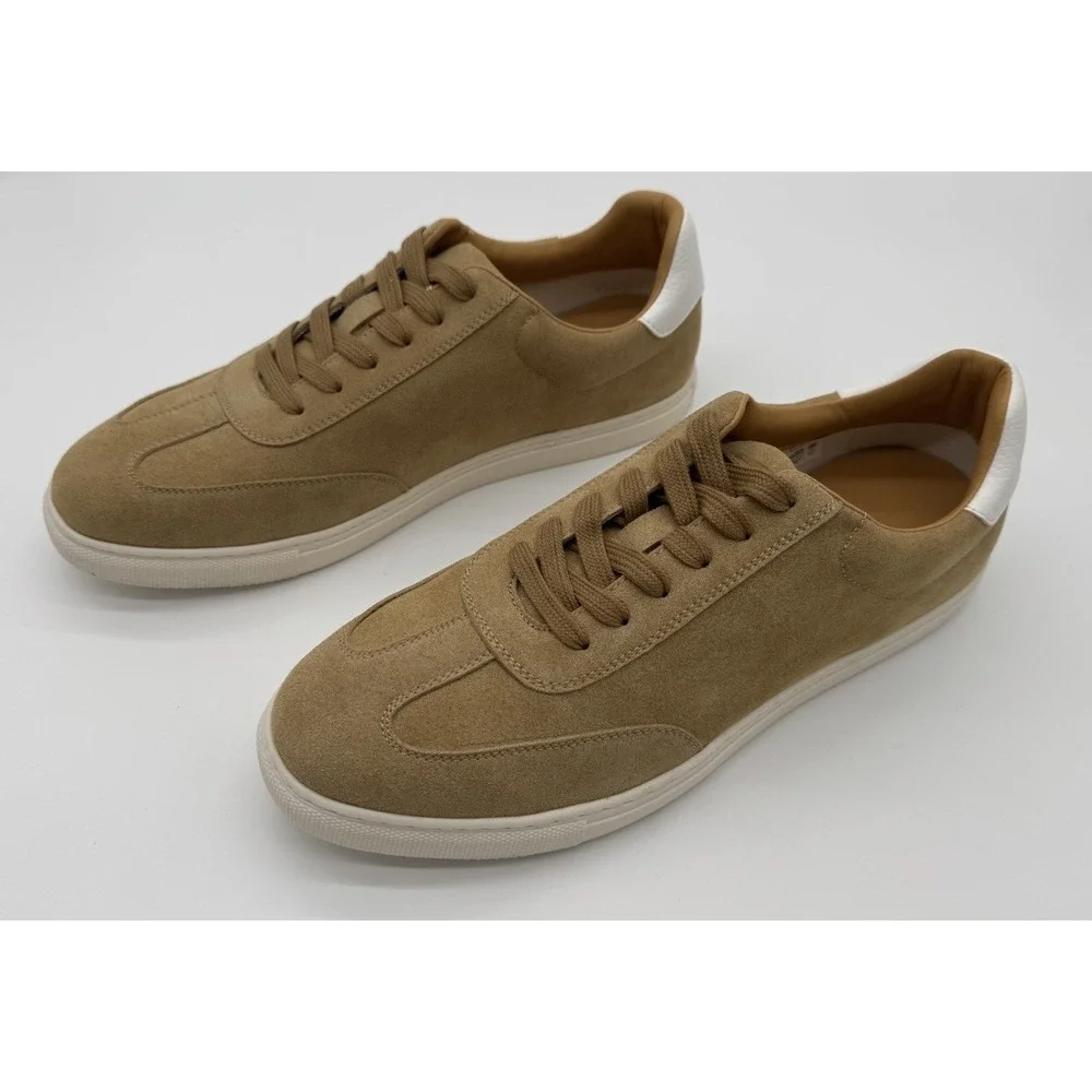 Jack Erwin Adler Tan Suede T-Toe Sneakers Men's Size 11 White Sole Casual Shoes‎